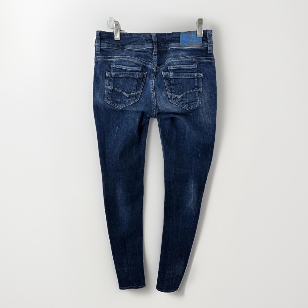 Bershka Jeans Women's EUR 38/US 8 (27x31) Blue Low Rise Straight Distressed - Picture 2 of 13